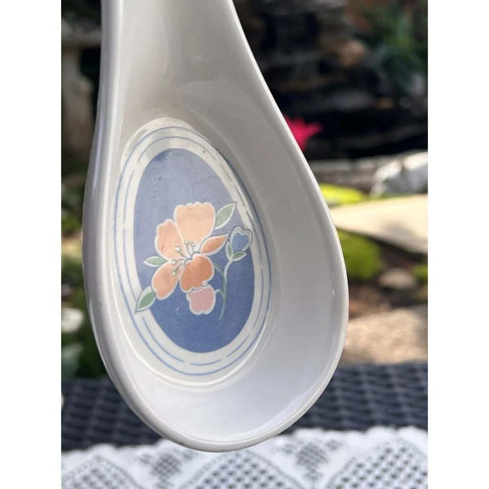 1990s Vintage Floral Ceramic Spoon Rest GHC Mexico Country Kitchen Decor